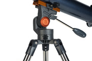 Celestron AstroMaster LT 70AZ refractor telescope with tripod and optical tubes for beginner stargazing and astronomy.