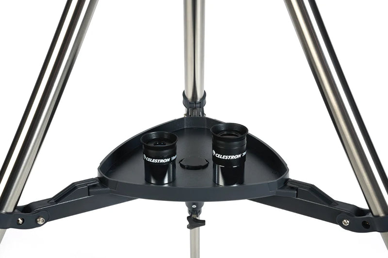 Celestron AstroMaster LT 70AZ refractor telescope with tripod and optical tube for beginner stargazing and celestial observation.