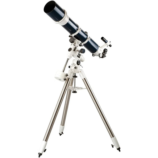 Celestron Omni XLT 120 refractor telescope with sturdy mount and optical tube, ideal for astronomical viewing and astrophotography.