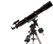 Celestron Advanced VX 6-inch refractor telescope with mount, black optical tube and tripod for astronomical observation.