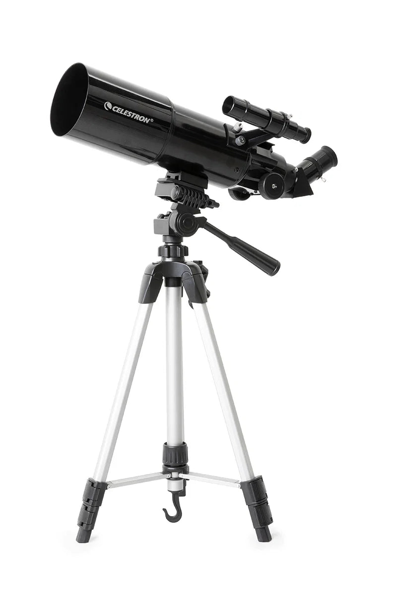 Celestron Travel Scope 80 portable telescope with backpack and smartphone adapter, ideal for stargazing and outdoor astronomy adventures.