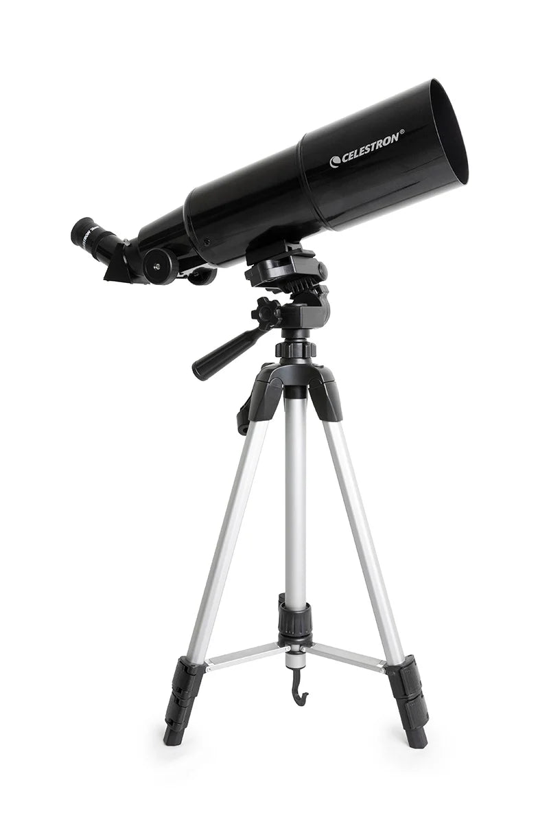 Celestron Travel Scope 80 portable telescope with backpack and smartphone adapter, ideal for stargazing and outdoor astronomy adventures.