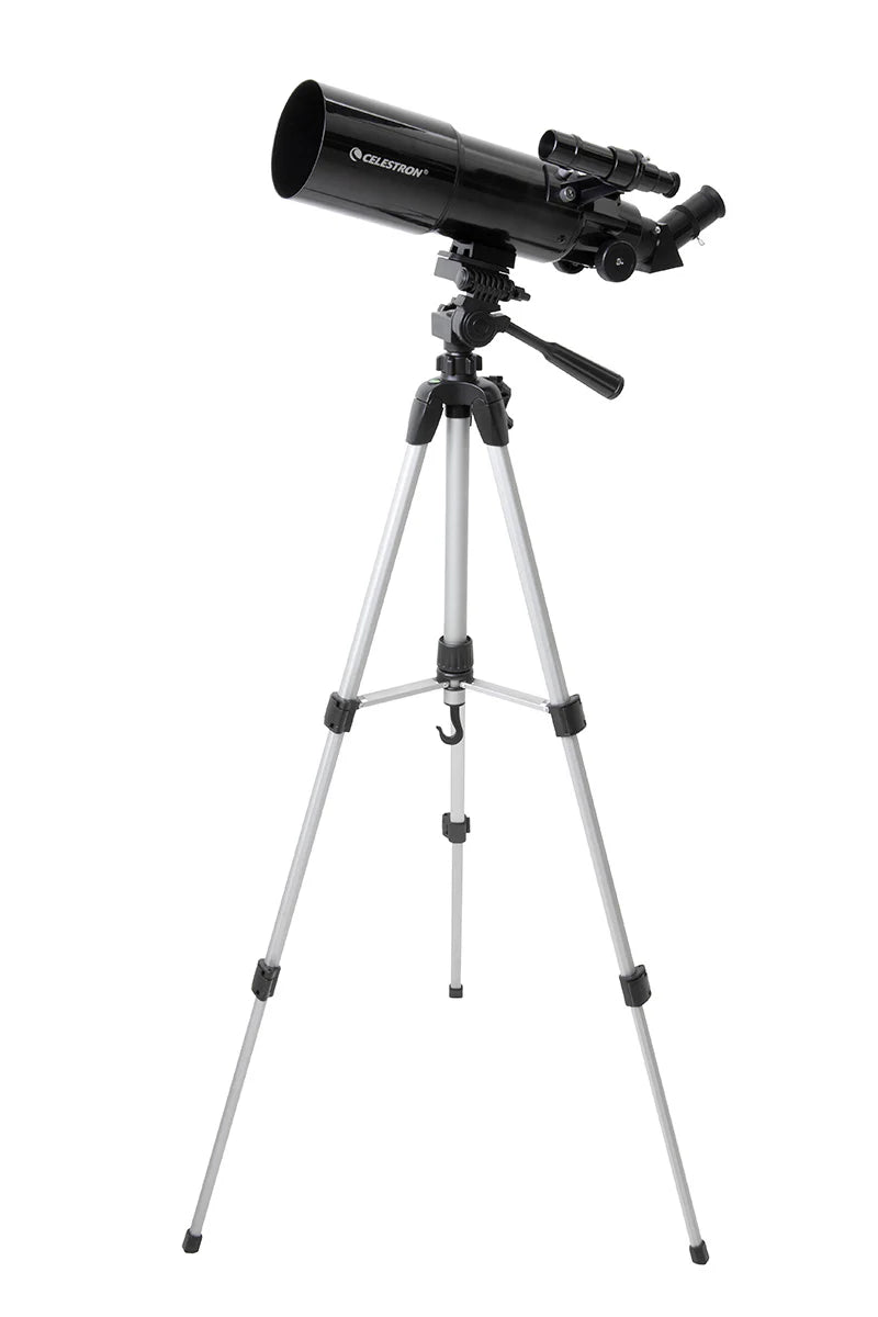 Celestron Travel Scope 80 portable telescope with backpack and smartphone adapter, ideal for outdoor stargazing and astronomy.