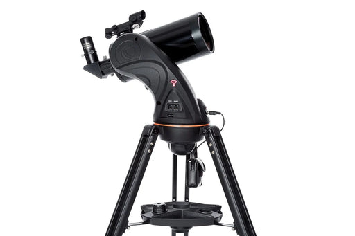 Celestron AstroFi 102 Wi-Fi Maksutov reflector telescope with equatorial mount and optical tube, ideal for stargazing and astronomy.