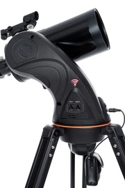 Celestron AstroFi 102 Wi-Fi Maksutov reflector telescope with tripod and accessories, suitable for astrophotography and stargazing.