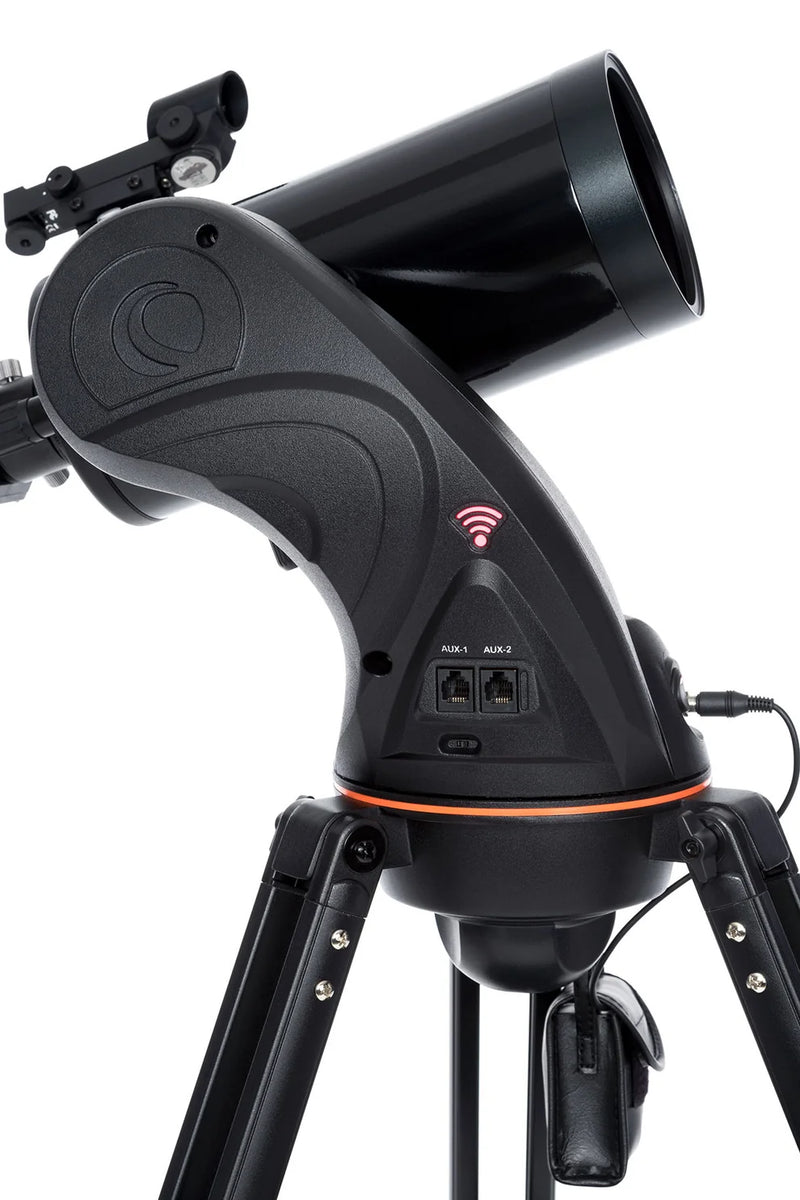 Celestron AstroFi 102 Wi-Fi Maksutov reflector telescope with tripod and accessories, suitable for astrophotography and stargazing.