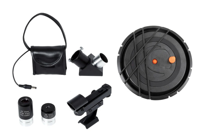 Celestron AstroFi 102 Wi-Fi Maksutov reflector telescope with adjustable tripod and optical tube for astronomy viewing.