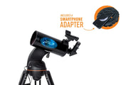 Celestron AstroFi 102 Wi-Fi Maksutov Telescope with smartphone adapter, reflecting telescope for astronomy observation.