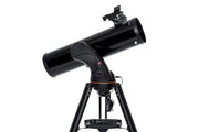 Celestron AstroFi 130 Wi-Fi Newtonian reflector telescope with optical tube and mount, designed for stargazing and astrophotography.