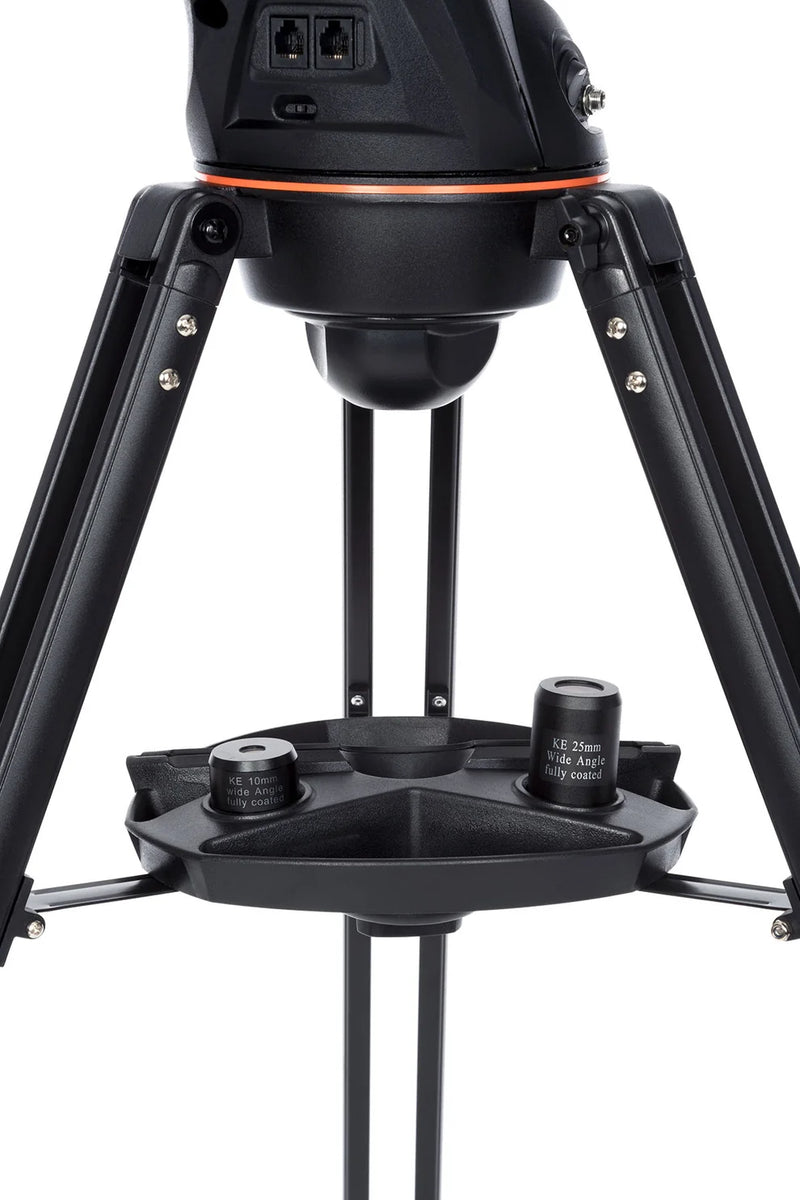 Celestron AstroFi 130 Wi-Fi Newtonian reflector telescope with adjustable tripod and optical tube for stargazing and astronomy.
