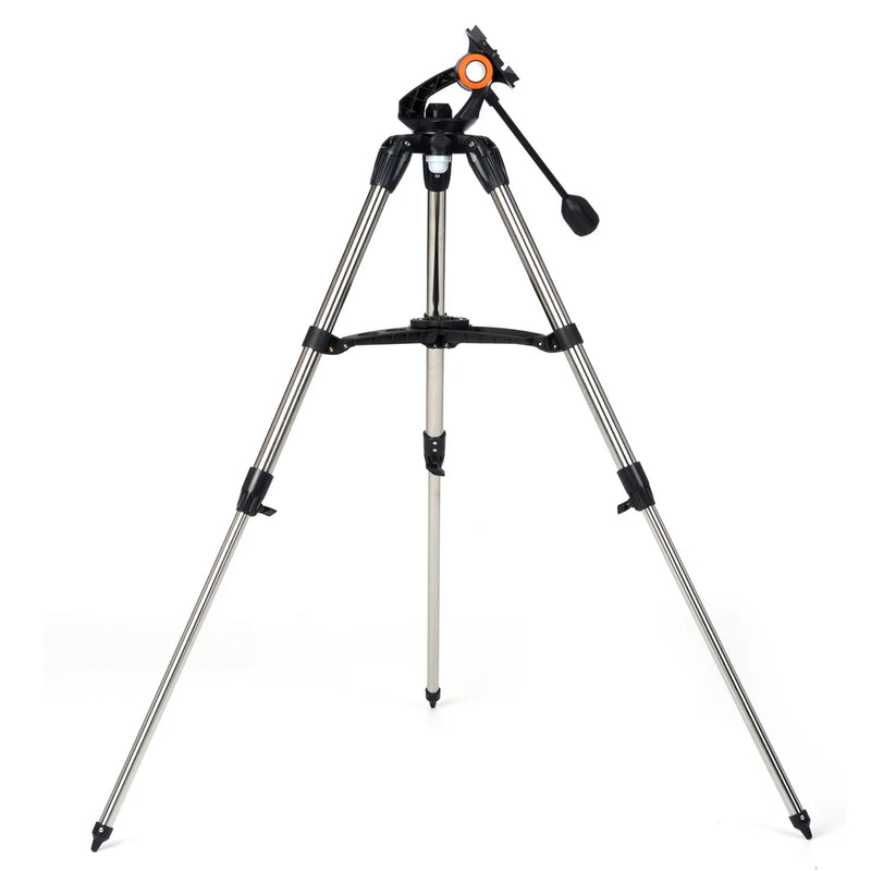 Celestron Inspire 100AZ refractor telescope with optical tube and tripod for astronomy viewing and celestial observation.