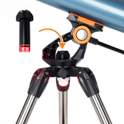 Celestron Inspire 100AZ refractor telescope with adjustable tripod and optical tube for stargazing and celestial observation.