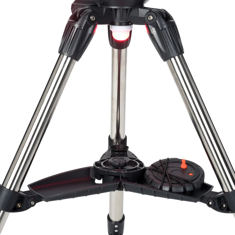 Celestron Inspire 100AZ refractor telescope with optical tube and adjustable tripod for celestial viewing.