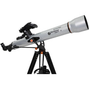 Celestron StarSense Explorer LT 80 refractor telescope with smartphone app, featuring a sleek optical tube and adjustable mount.