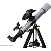 Celestron StarSense Explorer LT 80 refractor telescope with smartphone app, compact optical tube, and adjustable mount for stargazing.