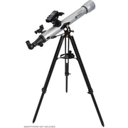 Celestron StarSense Explorer LT 80 refractor telescope with smartphone app, featuring a sleek optical tube and mounted on a sturdy tripod.