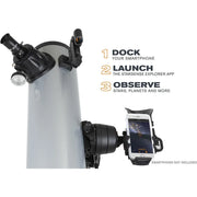 Celestron StarSense Explorer DX 130AZ reflector telescope with smartphone app, Newtonian design, mounted on an alt-azimuth tripod.