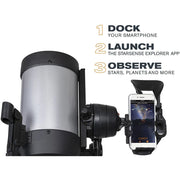 Celestron Starsense Explorer DX 5-inch SCT smartphone app-enabled telescope with refractor design and sturdy mount.