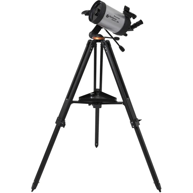 Celestron StarSense Explorer DX 5-inch SCT smartphone-enabled refractor telescope with mount and accessories.