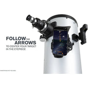 Celestron StarSense Explorer 8-inch Dobsonian telescope with smartphone app for easy stargazing and celestial navigation.