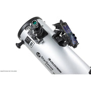 Celestron StarSense Explorer 8-inch Dobsonian telescope with smartphone app, featuring a sturdy mount and optical tube for astronomical viewing.