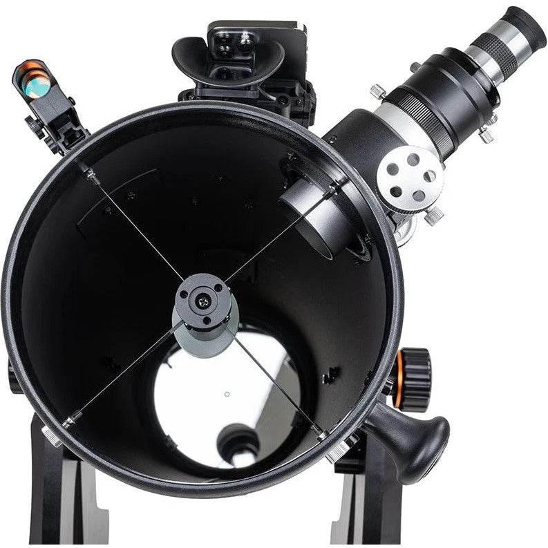 Celestron StarSense Explorer 8-inch Dobsonian telescope with smartphone mount and app for stargazing and astronomy.