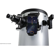 Celestron StarSense Explorer 10" Dobsonian telescope with smartphone app, featuring a large optical tube and sturdy mount.