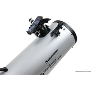 Celestron StarSense Explorer 10-inch Dobsonian telescope with smartphone app, mounted on a sturdy base for stargazing.