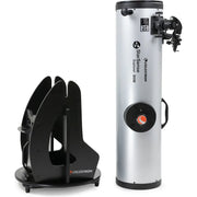 Celestron StarSense Explorer 10-inch Dobsonian telescope with smartphone app, showcasing the telescope's large optical tube and mount.