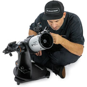 Celestron StarSense Explorer 114mm tabletop Dobsonian telescope with smartphone app for stargazing and celestial observation.