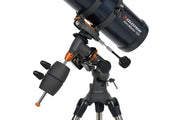 Celestron AstroMaster 130EQ Newtonian telescope with motor drive and equatorial mount, ideal for astronomy enthusiasts and stargazing.