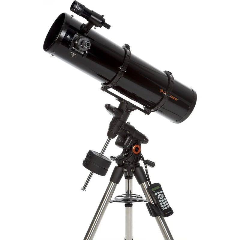 Celestron Advanced VX 8-inch Newtonian reflector telescope with mount and optical tube for astronomical observations.
