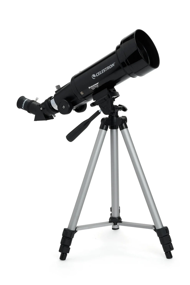 Celestron Travel Scope 70 telescope with black backpack for outdoor astronomy and portable stargazing.
