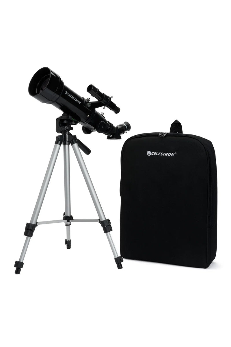 Celestron Travel Scope 70 with backpack, portable telescope and accessories for outdoor stargazing and astronomy adventures.