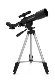 Celestron Travel Scope 50 with backpack, compact telescope and accessories for outdoor stargazing and portable astronomy use.