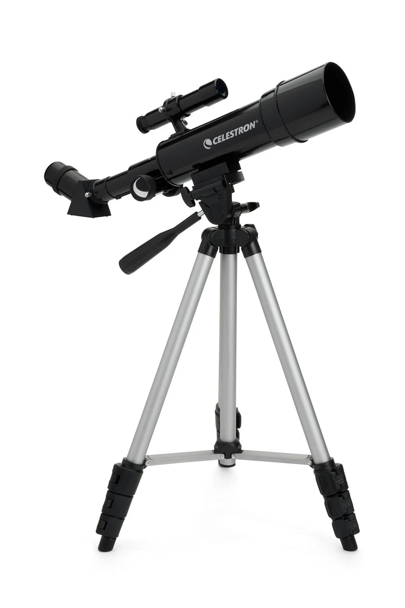 Celestron Travel Scope 50 with backpack, compact telescope and accessories for outdoor stargazing and portable astronomy use.