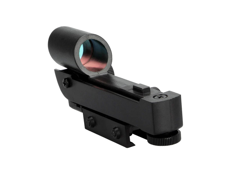 Celestron StarPointer Finderscope mounted on telescope, compact astronomy accessory with adjustable mount and lens for stargazing.