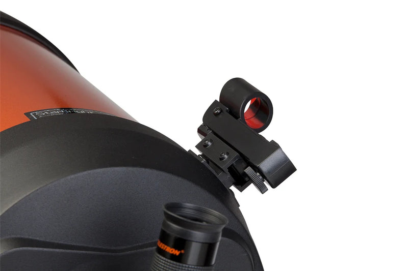 Celestron StarPointer Finderscope mounted on a telescope, compact optical accessory for easy celestial object locating.