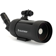 Celestron C90 Maksutov Cassegrain spotting scope with adjustable eyepiece and compact design for birdwatching and astronomy.