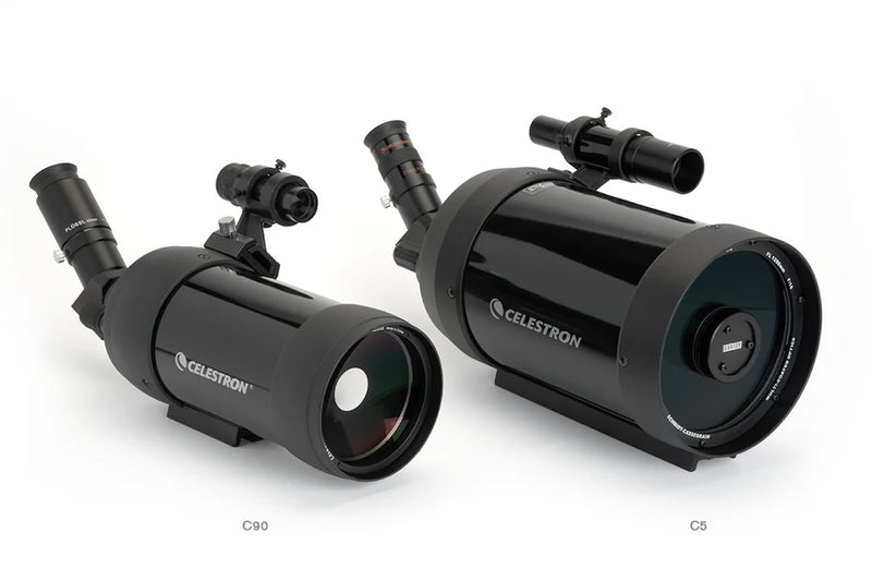 Celestron C90 Maksutov Cassegrain spotting scope with compact design and adjustable eyepiece for astronomy and nature observation.