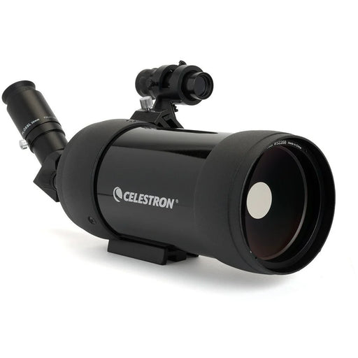 Celestron C90 Maksutov Cassegrain spotting scope with adjustable eyepiece and compact design for birdwatching and astronomy.