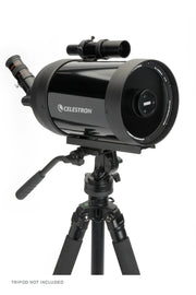 Celestron C5 SCT spotting scope with lens and tripod, designed for astronomy and wildlife viewing.