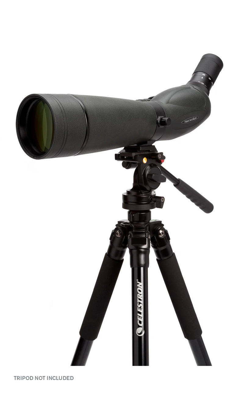 Celestron TrailSeeker 80mm angled spotting scope with zoom lens, featuring a 45-degree eyepiece for outdoor wildlife and nature viewing.