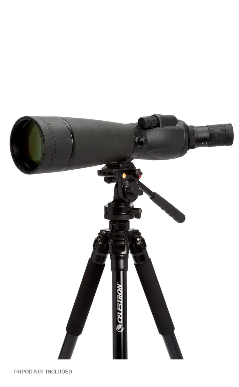 Celestron TrailSeeker 80mm angled zoom spotting scope with tripod mount and eyepiece, ideal for outdoor wildlife observation.