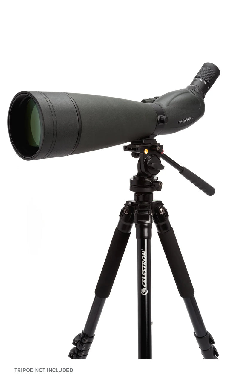 Celestron TrailSeeker 100mm angled zoom spotting scope with 45-degree eyepiece for outdoor birdwatching and nature observation.