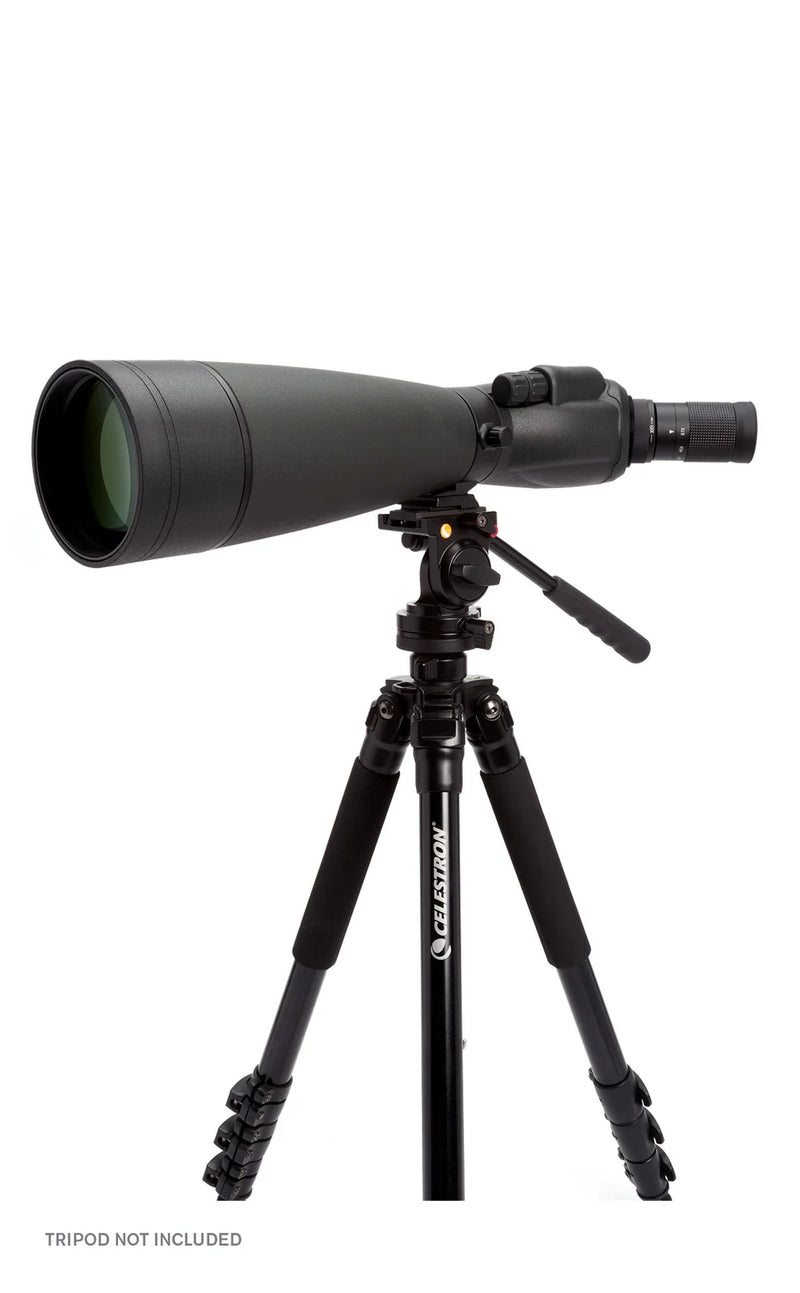 Celestron TrailSeeker 100mm angled spotting scope with 45-degree zoom lens for birdwatching and nature observation.