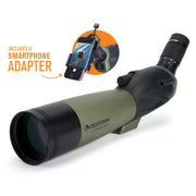 Celestron Ultima 80 binoculars with 45-degree viewing and smartphone adapter for easy photo capture.
