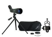 Celestron LandScout 12-36x60 binoculars with table-top tripod and smartphone adapter for outdoor viewing and photography.