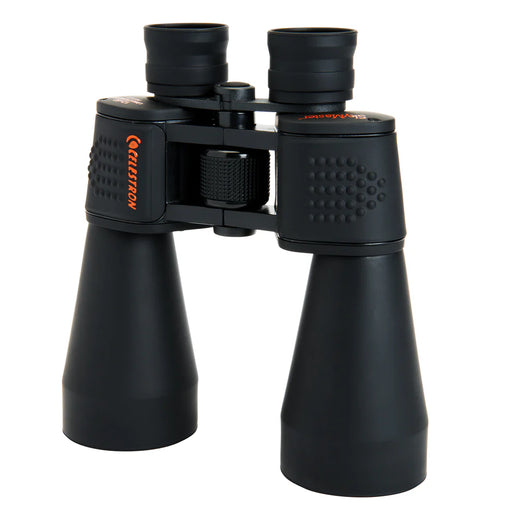 Celestron SkyMaster 12x60 Porro binoculars showing large lenses and textured grips for enhanced outdoor viewing.