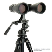 Celestron SkyMaster 12x60 Porro binoculars with large lenses, black body, and textured focusing wheel for outdoor stargazing and viewing.
